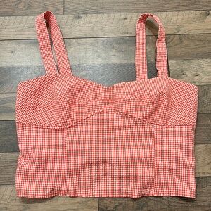Zara Orange Gingham Summer Cropped Tank Top